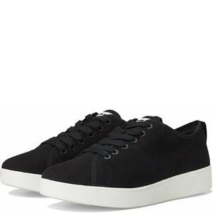 Fitflop Black Canvas Low-Top Sneakers with White Sole